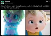 Shoddy @DocShoddy This is indeed a crazy theory because one look at Baby Peach would tell you that this isn't Rosalina.