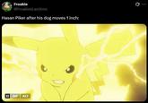 A meme comparing Hasan Piker to Pikachu. This comes after he allegedly shock collared his dog.