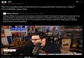 E;R @EsemicolonR "But it's emblematic of America's consequential /violence/, okay?" *immediately zaps dog* KIW Kiwi Farms @Kiwi FarmsDotNet⚫ 15h Hasan Piker is accused of using a shock collar to keep his dog from wandering out of frame. During a rant about America, Hasan's dog stood up, causing Hasan to become irate at it. He reaches off screen and the dog yelps, laying back down immediately. JILD KE! HASAN HasanAb hydrojen just subbed! 0:49 ката. Соль та Пол Oh the heat of S and hg internet d Arynenie DD BROADCAST END TWIN ya,bey may oy Caloria couvy woud be be the slaget econo HUSAK PIKGR 10:15 PM Oct 7, 2025 231.1K Views HASANABI HASANABI HASANTHEMUNHASANDPIKER HASANDPIKE