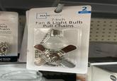 2 pieces STAYS ch MAINSTAYS 7-Inch Fan & Light Bulb Pull Chains ded hain entas para entimetros el finish uel satinado BHG