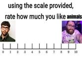 using the scale provided, rate how much you like animals 0 1 2 3 4 5 6 789 10