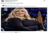 A "tweet":https://knowyourmeme.com/memes/sites/twitter-x using the "AI image":https://knowyourmeme.com/memes/cultures/ai-art of "Sabrina Carpenter":https://knowyourmeme.com/memes/people/sabrina-carpenter as an obese woman on "_The Tonight Show Starring Jimmy Fallon_":https://knowyourmeme.com/memes/people/jimmy-fallon.