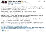 Supriya Ahuja in ⚫ 1st • To hire is to take people higher View my portfolio 2d I once interviewed a candidate who said all the right things... but leaned so far into the camera I thought he might crawl through the screen. Great resume. Solid skills. But the vibe? Pure desperation. Here's the truth: recruiters can smell neediness faster than we smell coffee in the morning. Interviews aren't about begging for a seat at the table. They're about seeing if both sides fit. Pro tip: show up curious, not desperate. Confidence is memorable. Neediness? Not so much. #InterviewTips #InterviewSkills #InterviewVibes #ConfidenceCounts #CareerAdvice #Recruitment #Hiring #Talent Acquisition CGO 84 48 comments 1 repost