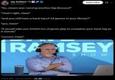 Jay Asliken CXO @assliken "So, steam was running another big discount" "That's right, Dave" Subscribe "and you still have a back log of 34 games in your library?" "yes, Dave" "it would take you 47000 hrs of game play to complete your back log as it stands" "correct, Dave" IRAQISEY SHOW 11:34 AM - Oct 9, 2025-34.4K Views