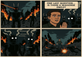 A four-panel "webcomic":https://knowyourmeme.com/memes/cultures/webcomics "meme":https://knowyourmeme.com/memes/memes showing a man in a robot takeover of earth asking the androids, "Is there a seahorse "emoji":https://knowyourmeme.com/memes/emoji?"