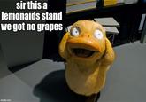 sir this a lemonaids stand we got no grapes imgflip.com