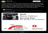 X user @pli_cachete tweeted, "There was an 18 month period of where Huel Black made up 50% of my diet. If these numbers are right, that means I ingested (conservatively) ingested 22,440% the safe amount of lead and it would take about 338 years to be back to normal levels," in response to learning that an investigation had found Huel Black to have high levels of lead.