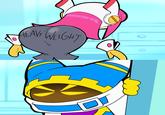 A piece of art where Susie has "heavyweight" written on her posterior. This is a reference to Dexter's Laboratory.