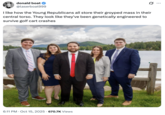 donald boat @laserboat999 I like how the Young Republicans all store their groyped mass in their central torso. They look like they've been genetically engineered to survive golf cart crashes 6:11 PM Oct 15, 2025 670.7K Views