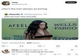 The original Mr. H--- Over Here Looking at Her Hair "tweet":https://knowyourmeme.com/memes/sites/twitter-x, which was a reply to a post about Charli XCX.