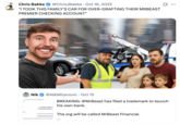 X user @ChrisJBakke tweeted, "I TOOK THIS FAMILY'S CAR FOR OVER-DRAFTING THEIR MRBEAST PREMIER CHECKING ACCOUNT"