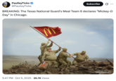 A "tweet":https://knowyourmeme.com/memes/sites/twitter-x using the "slang":https://knowyourmeme.com/memes/internet-slang term "Meal Team 6" to make fun of overweight soldiers and gun owners.