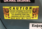 CAUTION DRIVER LISTENING TO 6/17/91 "SAINT OF CIRCUMSTANCE" BY THE BRATEFUL DEAD AND IMAGINING LIFE AS A TIGER GET OFF MY TAIL Enjoy