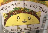 TACO sticker CAT is CAT TACO 0 Spelled Backwards ©2017 Dr. Krinkles LLC Prod. by Yujean® Stickers