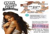 grand theft augo San Andreas RUTO Drivate Catholic School Dutdutan Funenaria Hardcore Old English Bands TM Tribal Gear Font starter pack Local Tattoo artist San Miguel Local Corporation Streetwear shop Things that weren't included: Los Angeles gangs, Chicano gangs, Temple Street, True Brown Style, Original Pinoy Gangster, etc. Namie Amuro's ex-tattoo of her son's name on her left arm which might be mistaken as the name of her "ex-boyfriend": ARUT this font or typeface is used for tattoos meant for gangsters