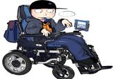 "Fan art":https://knowyourmeme.com/memes/cultures/fan-art of a disabled Kevin Spencer in an electric wheelchair, seemingly with cerebral palsy.