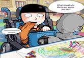 "Fan art":https://knowyourmeme.com/memes/cultures/fan-art of a disabled Kevin Spencer in an electric wheelchair, seemingly with cerebral palsy.