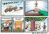 WOOSH! ENCHANTED WAGON KYAHAHAHA!! WAIT, I DON'T KNOW HOW TO DRIVE...! BANG!! WEB TOON Xmerrivius