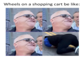 Threads user @corey.marshallsteele posted a series of memes about the Denver No Kings Protest "Faceplant Guy," including one that read, "Wheeps on a shopping cart."