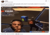 jules @masiamade watching football with people who don't normally watch it is such a draining experience 33040 II GIF 4:40 PM Oct 12, 2025.382.2K Views .. ISHOWSPEED SHOW