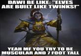 DAWI BE LIKE: "ELVES ARE BUILT LIKE TWINKS!" YEAH MF YOU TRY TO BE MUSCULAR AND 7 FOOT TALL flip.com