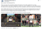 The @DHSgov account responded to @hoodg3nius's post, amongst others, doubling down on their accusation against the TikToker, writing, "WE HAVE THE RECEIPTS. This young man posted violent threats of murder against our law enforcement. He then deleted it when he was called out, and attempted to deny all wrong doing. We have the receipts, and the internet is forever. The willful ignorance and intentional blindness by leading Democrats to the massive increase in violent rhetoric against our agents due to their actions is both disgusting and disappointing. Violence against our agents and officers MUST STOP."
