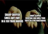 SHARP SNIFFER SMELL ANY FART SHART SLIPPER EVERYONE CAN SMELL YOUR IN A 100 YARD RADIUS FARTS IN A 100 YARD RADIUS