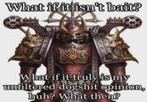 What if it isn't bait? What if it truly is my unfiltered dogshit opinion, huh? What then?