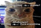 Damn its October 25rd already? @literallymecats Whats next? October 26rd? F--- everything