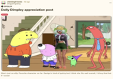 A "Reddit":https://knowyourmeme.com/memes/sites/reddit post on the /r/SmilingFriends subreddit, which is an appreciation post for Dolly Dimpley, an OC character who was inserted into several "_Smiling Friends_":https://knowyourmeme.com/memes/subcultures/smiling-friends clips on the "YouTube":https://knowyourmeme.com/memes/sites/YouTube channel Critter Clipz 2002 in October 2025.