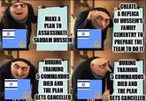 ✡ MAKE A PLAN TO ASSASSINATE SADDAM HUSSEIN DURING TRAINING 5 COMMANDOS DIED AND THE PLAN GETS CANCELLED ✡ CREATE A REPLICA OF HUSSEIN'S FAMILY CEMENTRY TO PREPARE THE TEAM TO DO IT DURING TRAINING 5 COMMANDOS DIED AND THE PLAN G GETS CANCELLED