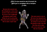 DM: You have entered the tomb of the bardic lich. Before you is a sarcophagus with an inscription. It reads... Darkness falls across the land The midnight hour is close at hand Creatures crawl in search of blood To terrorize y'all's neighborhood And whosoever shall be found Without the soul for getting down Must stand and face the hounds of hell And rot inside a corpse's shell The foulest stench is in the air The funk of forty thousand years And grizzly ghouls from every tomb Are closing in to seal your doom And though you fight to stay alive Your body starts to shiver For no mere mortal can resist The evil of the thriller