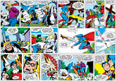 BUT THEN... GOOD SHOT, BATMAN AND NOT A SECOND TOO SOON! TA TATA TAAAA! THE CAVALRY HAS ARRIVED! I'LL GIVE YOU THREE GUESSES, CHUM! HI, ROBIN! I THOUGHT YOU MIGHT APPRECIATE HAVING SOME OF THE HEAT TAKEN OFF! ... BUT I'D LIKE TO FINISH THE JOB MYSELF! LUCIUS! HIT THE GROUND! WHA--?! OOOF! UGGG! HOLD THEM BACK, ROBIN... WHILE I SEE IF LUCIUS IS OKAY! MY PLEASURE, BATMAN ! HMMM... IF THESE GUYS ARE ALL AS UGLY AS THIS ONE, NO WONDER THEY WEAR HOODS! THANKS, SUPERMAN...! ...I'LL GET RID OF THIS. A SUPER- SPEED TOSS INTO THE ATMOSPHERE- Do Cobole KRONK! YOU DO THAT, ROBIN AND MEANWHILE... الصيف الأمير STUPID KID! TRY TO SMART TALK YOUR WAY OUT OF THIS! = GASP = HE'S PUSHING ME BACK INTO THE FIRE! UGGHH! WHO A TIMELY ARRIVAL, SUPERMAN... HOW DO YOU ALWAYS MANAGE TO BE THERE WHEN YOU'RE NEEDED? IN THIS CASE, IT WAS A LUCKY HUNCH! I HAD A RUN-IN WITH A SATAN CULT A SHORT WHILE AGO, DURING WHICH THE DARK CLOUD MADE AN APPEARANCE! I ONLY JUST RECOVERED FROM THE ENCOUNTER, AND CAME LOOK- ING FOR YOU TO SEE IF YOU'D HAD A SIMILAR EXPERIENCE! N666! CAN'T CAN'T GET ENOUGH LEVERAGE TO RESIST! I'M GONNA GET FRIED! WHAT THE DEVIL--? WHERE'S THAT WIND COMING FROM? -- AND THE HEAT FROM THE FRICTION WILL BURN IT TO A CRISP! HMMM... WE HAVEN'T SEEN THE DARK CLOUD AROUND HERE... AND YET... 17
