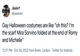 The first known "tweet":https://knowyourmeme.com/memes/sites/twitter-x about "Gay Halloween."