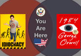 k IDIOCRACY You Are Here 75TH ANNIVERSARY 1984 EDITION NUTHORIZED EL THE ORWELL ESTATE Orwell INCLUDES AN INTRODUCTION BY DOLEN PERKINS-VALDEZ AND AN AFTERWORD BY SANDRA NEWMAN