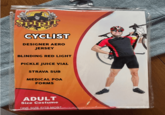 SPIRIT CYCLIST DESIGNER AERO JERSEY BLINDING RED LIGHT PICKLE JUICE VIAL STRAVA SUB MEDICAL POA FORMS ADULT Size Costume ONE SIZE FITS MOST