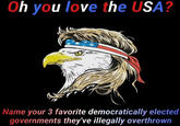 Oh you love the USA? Name your 3 favorite democratically elected governments they've illegally overthrown