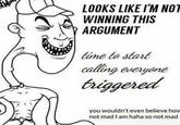 LOOKS LIKE I'M NOT WINNING THIS ARGUMENT time to start calling everyone triggered you wouldn't even believe how not mad I am haha so not mad