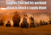 Ciaphus Cain and his warband about to attack a supply depot