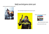 set the standard for bad launches Badly launched games starter pack BATTLEFIELD the only thing missing from this launch was Al funny car go crash, but unreal ECKREATION also car does what it wants so you cant win the race