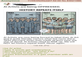 Anonymous r/aiwars 11/05/25(Wed)07:52:00 No.83021066 2h Al Artists are being OPPRESSED. HISTORY REPEATS ITSELF 1942 2025 AR AI RTIST I♡ AI AR Al Artists are now being forced to label their Al Art and it quite literally mirrors what the nazis did in 1942 Germany when they made all jews wear the star of david. Al Artists need to RISE up. We will NOT let history repeat itself, Never again. 138 KB JPG >be Al artist >type 5 words get masterpiece >almost everyone: "pls label it Al" >"I'm literally in Auschwitz rn" >draws themselves in a gas chamber with an iPad D