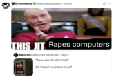 A "quote-tweet":https://knowyourmeme.com/memes/quote-retweets-qrts about the RADON account promoting the SA of the TV character, using the "This Jit Cracks Birds":https://knowyourmeme.com/memes/this-jit-cracks-birds format.