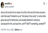 A "tweet":https://knowyourmeme.com/memes/sites/twitter-x using the "slang":https://knowyourmeme.com/memes/internet-slang term "libbing out" following the 2025 NYC mayoral election that "Zohran Mamdani":https://knowyourmeme.com/memes/people/zohran-mamdani won.
