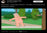 ronald reagan fan @rreaganfan Follow love this. asexual clinton. no d--- no balls just platonic vibes 7 • 9:49 PM 22 Sep 25 799 Views да ANA