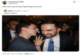 X user @mattxiv tweeted, "woke is back" alongside an image of his manicured nails resting on Zohran Mamdani's shoulder as his wife Rama looks on from the background.