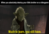 When you absolutely destroy your little brother on a videogame Much to learn, you still have.