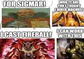 FOR SIGMAR! WHO TF ARE YOU I TOUGHT IHIRED MAGNUS! ICAN WORK I CAST FIREBALL WITH THIS imgmp.com