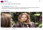 A "quote-tweet":https://knowyourmeme.com/memes/quote-retweets-qrts about actress Sydney Sweeney and her controversial comments on the "American Eagle Ad":https://knowyourmeme.com/memes/sydney-sweeney-has-great-jeans-american-eagle-ad in a November 2025 GQ interview with Katherine Stoeffel.