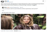 A "quote-tweet":https://knowyourmeme.com/memes/quote-retweets-qrts about actress Sydney Sweeney and her controversial comments on the "American Eagle Ad":https://knowyourmeme.com/memes/sydney-sweeney-has-great-jeans-american-eagle-ad in a November 2025 GQ interview with Katherine Stoeffel.