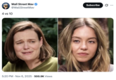 A "tweet":https://knowyourmeme.com/memes/sites/twitter-x using an image of GQ interviewer Katherine Stoeffel from her November 2025 interview with actress "Sydney Sweeney":https://knowyourmeme.com/memes/people/sydney-sweeney.